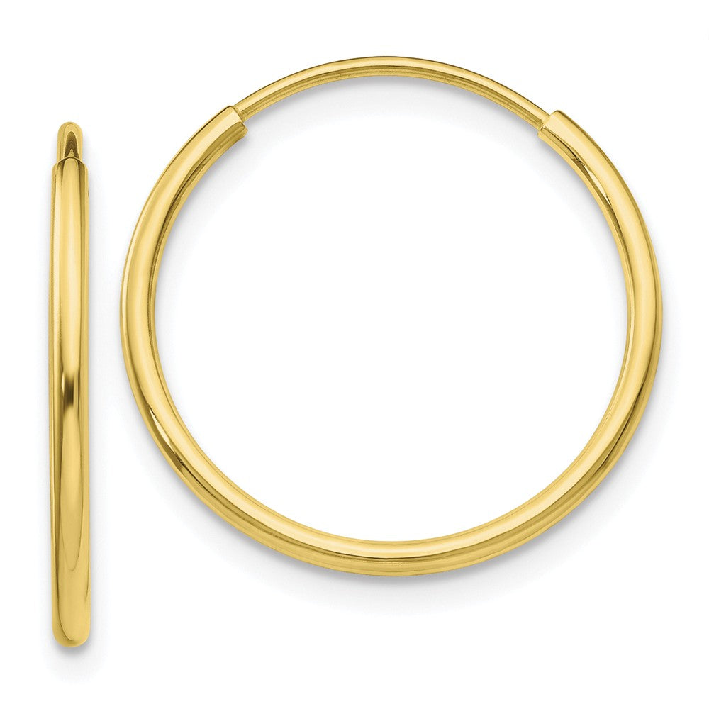 Million Charms 10k Yellow Gold Polished Endless Tube Hoop Earrings, 17mm x 17mm