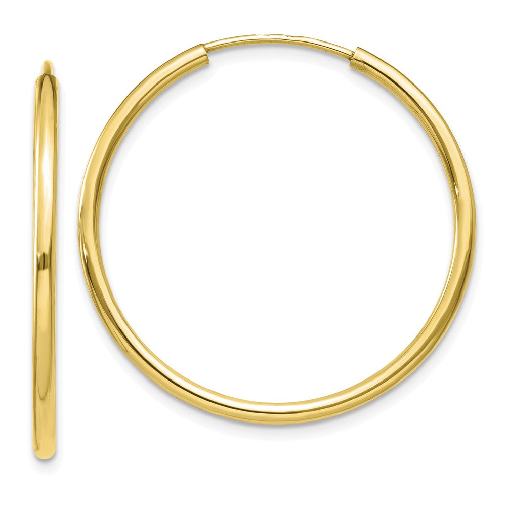 Million Charms 10k Yellow Gold Polished Endless Tube Hoop Earrings, 30mm x 30mm