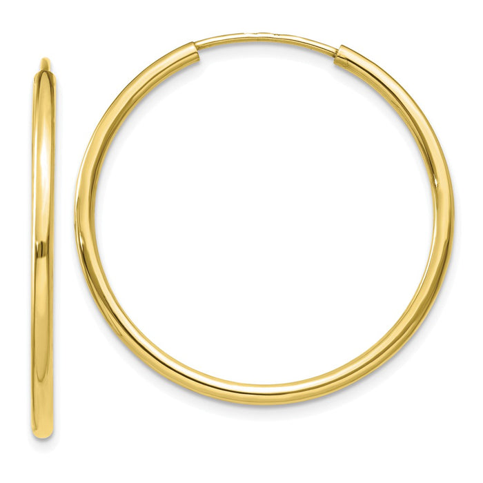 Million Charms 10k Yellow Gold Polished Endless Tube Hoop Earrings, 30mm x 30mm