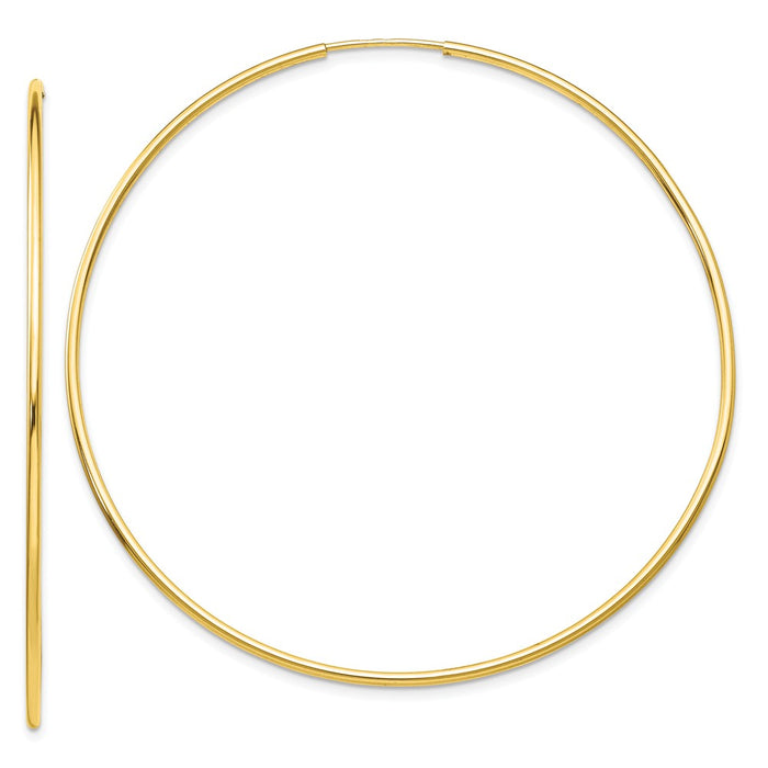 Million Charms 10k Yellow Gold Polished Endless Tube Hoop Earrings, 58mm x 58mm