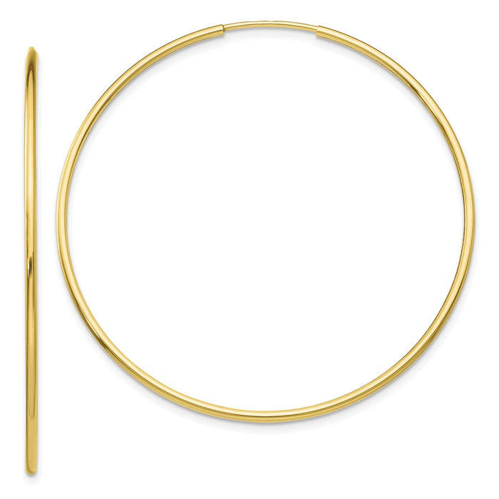 Million Charms 10k Yellow Gold Polished Endless Tube Hoop Earrings, 45mm x 45mm