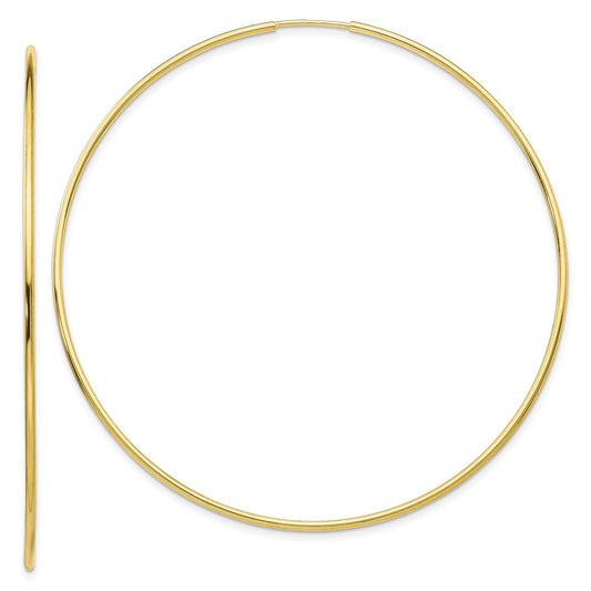 Million Charms 10k Yellow Gold Polished Endless Tube Hoop Earrings, 64mm x 64mm