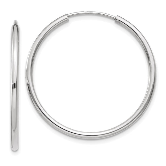 Million Charms 10K White Gold Endless Hoop Earrings, 32mm x 32mm