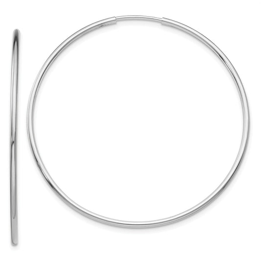 Million Charms 10K White Gold Endless Hoop Earrings, 47mm x 47mm