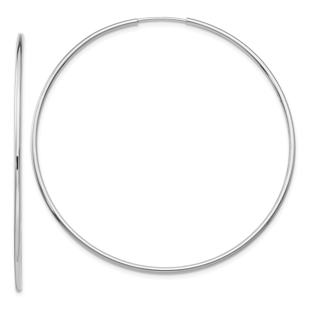 Million Charms 10K White Gold Endless Hoop Earrings, 59mm x 59mm