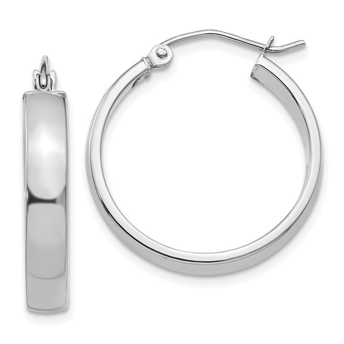 Million Charms 10k White Gold Polished Hoop Earring, 23.33mm x 22.31mm