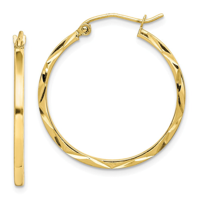 Million Charms 10k Yellow Gold 1.5 Diamond-cut Hoop Earrings, 25mm