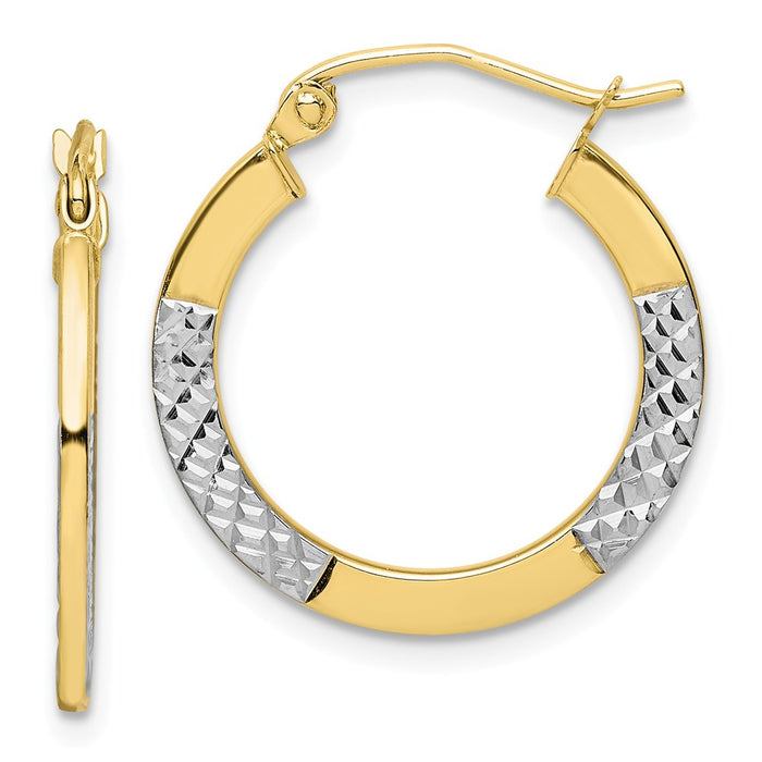 Million Charms 10K & Rhodium Diamond-cut 2.5mm Hoop Earrings, 20mm
