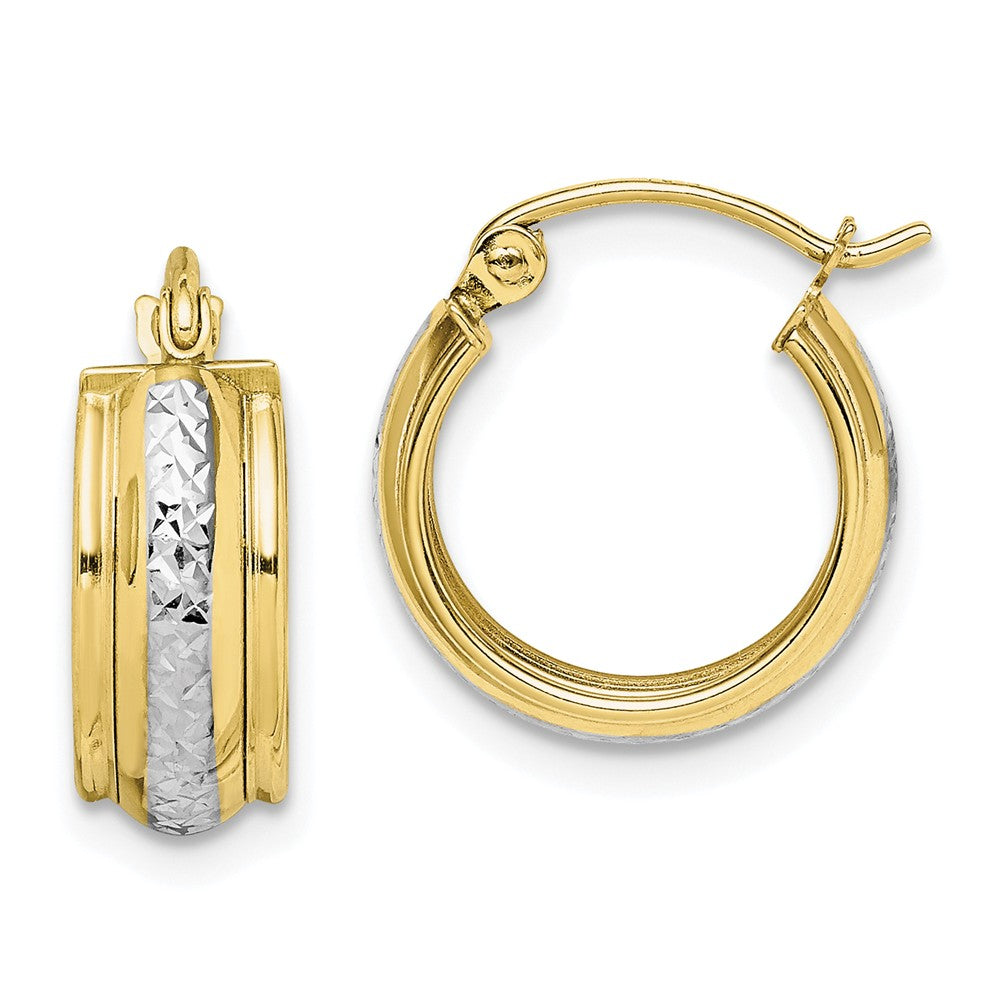 Million Charms 10K & Rhodium Diamond-cut Small Hoop Earrings, 15mm x 15mm