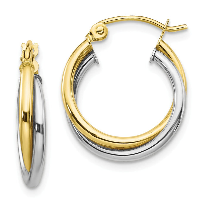 Million Charms 10K Two-tone Twist Hoop Earring, 19mm x 16mm