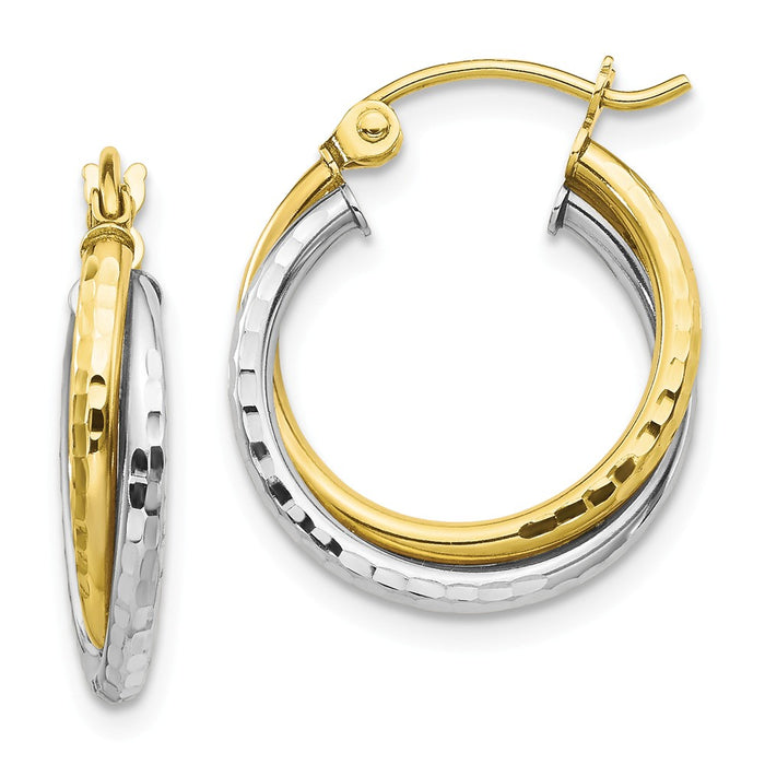 Million Charms 10K Two-tone Textured Twist Hoop Earrings, 19mm x 17mm