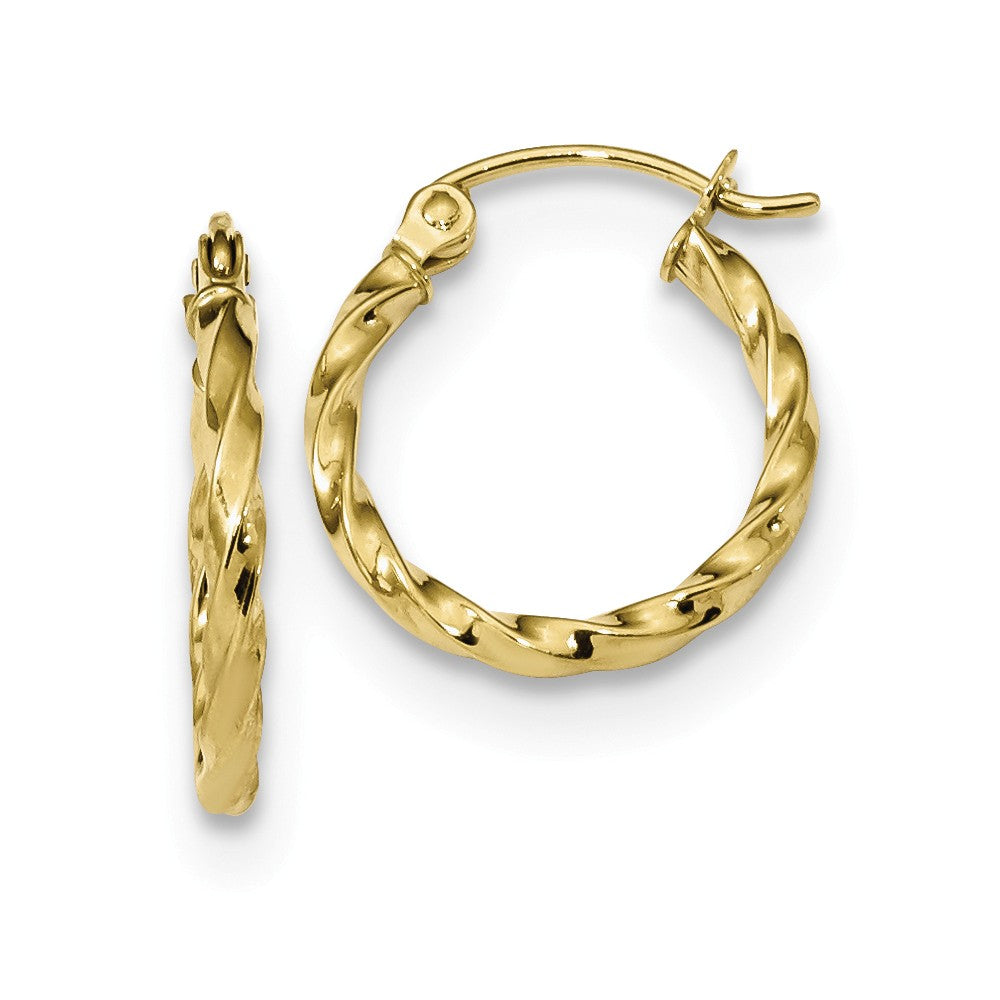 Million Charms 10k Yellow Gold Twist Polished Hoop Earring, 16.45mm x 14.68mm