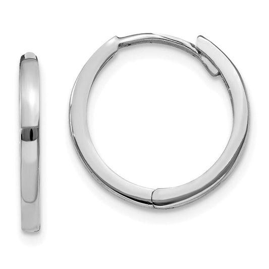 Million Charms 10k White Gold Hinged Earrings, 12.9mm x 14.04mm