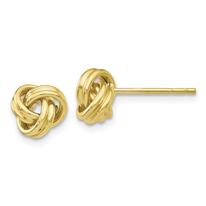 Million Charms 10k Yellow Gold Love Knot Post Earrings, 7mm x 7mm