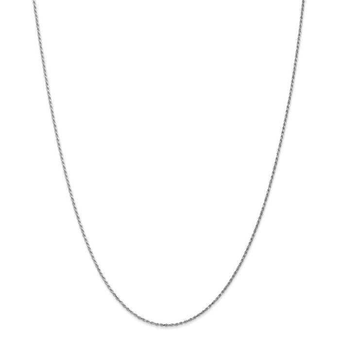 Million Charms 10k White Gold, Necklace Chain, 1.15mm Machine Made Diamond Cut Rope Chain, Chain Length: 16 inches