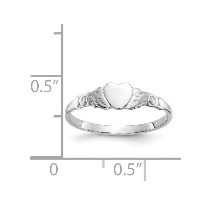 10k White Gold Heart Ring, Size: 4.5