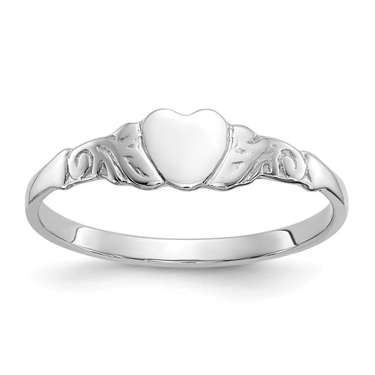 10k White Gold Heart Ring, Size: 4.5
