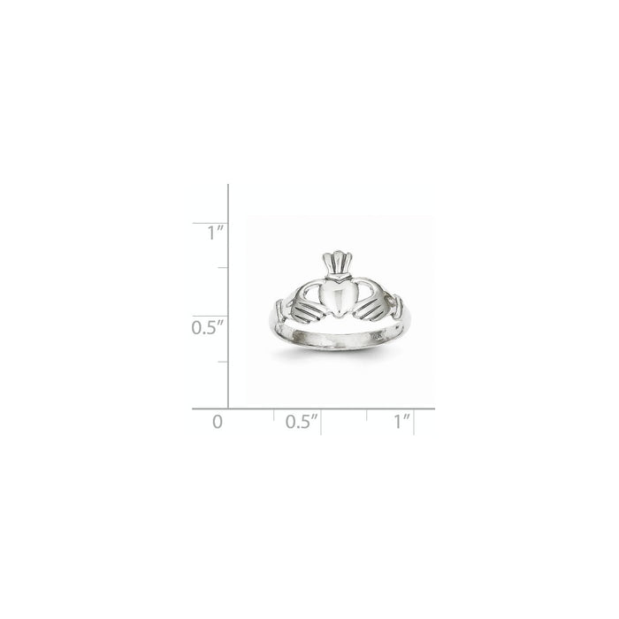 10k White Gold Polished Claddagh Ring, Size: 6.5