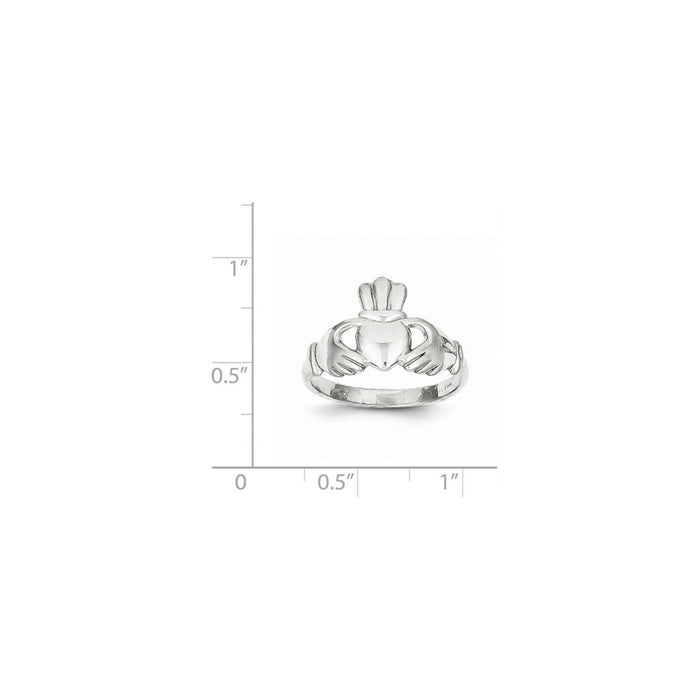 10k White Gold Polished Claddagh Ring, Size: 7