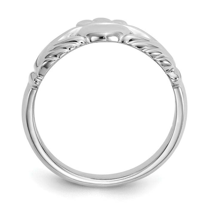 10k White Gold Polished Claddagh Ring, Size: 8