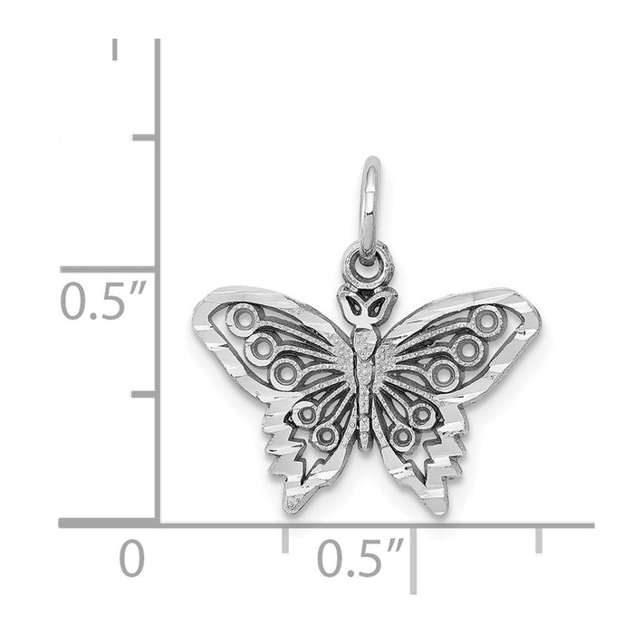 Million Charms 10K White Gold Themed Butterfly Charm