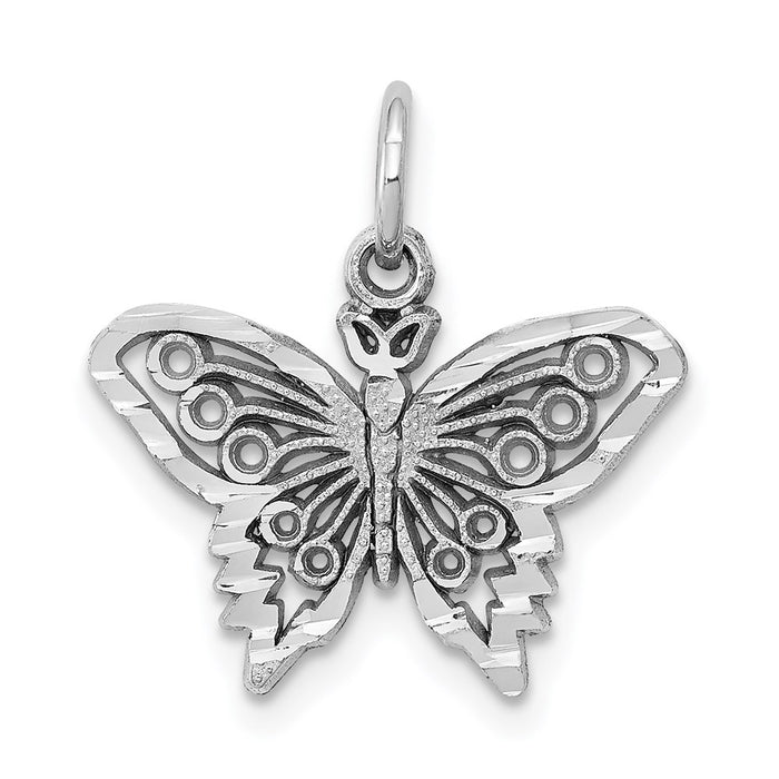 Million Charms 10K White Gold Themed Butterfly Charm