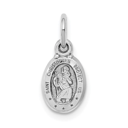 Million Charms 10K White Gold Themed Religious Saint Christopher Medal