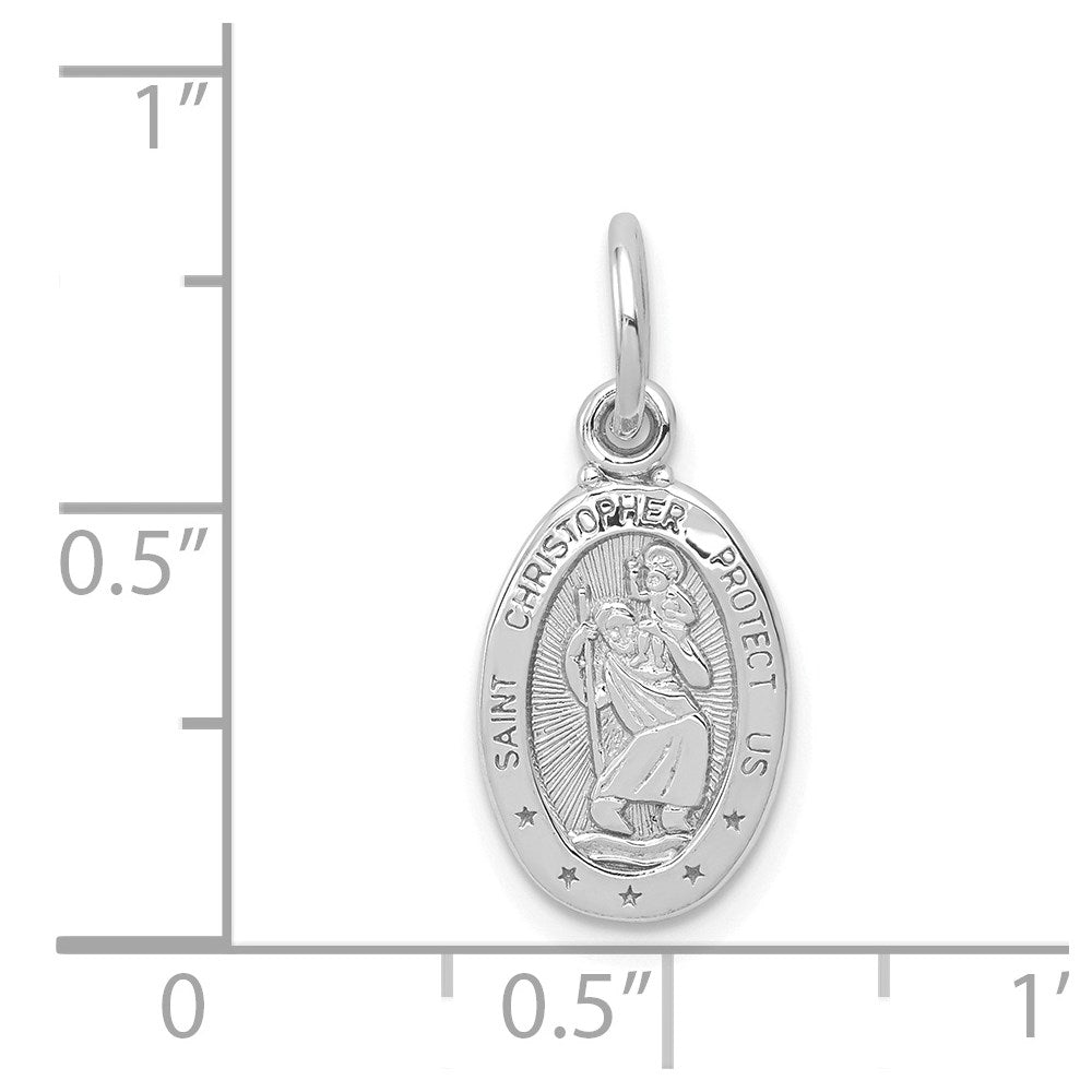 Million Charms 10K White Gold Themed Religious Saint Christopher Medal