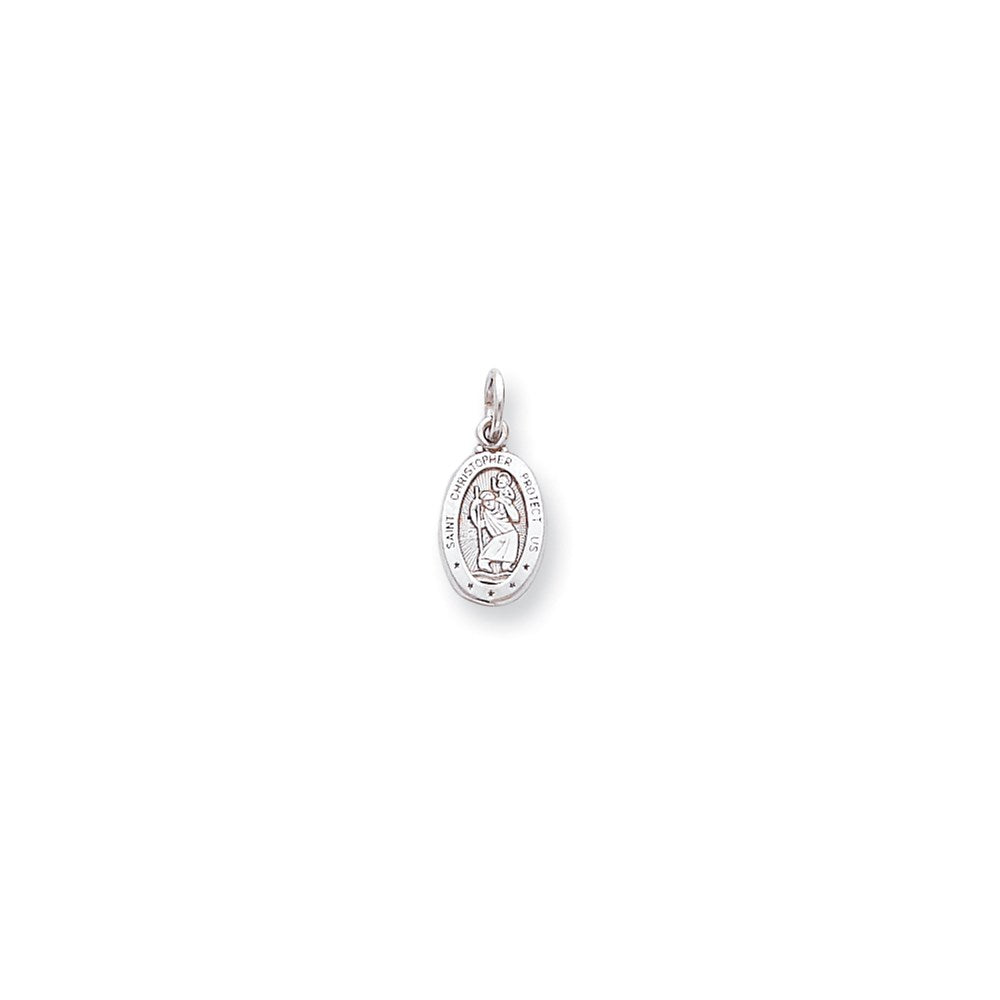 Million Charms 10K White Gold Themed Religious Saint Christopher Medal