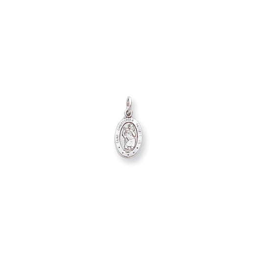 Million Charms 10K White Gold Themed Religious Saint Christopher Medal