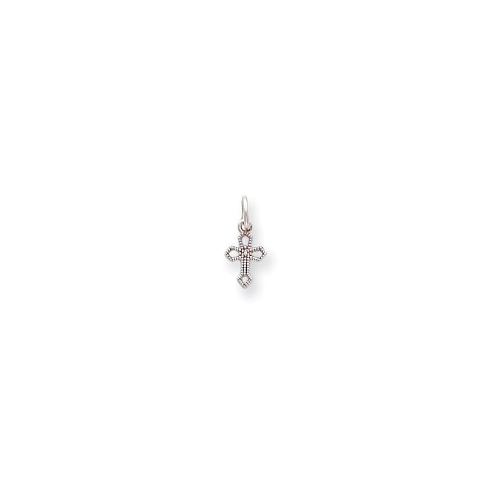 Million Charms 10K White Gold Themed Passion Relgious Cross Charm
