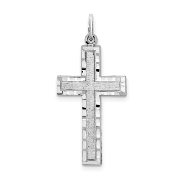 Million Charms 10K White Gold Themed Relgious Cross Charm
