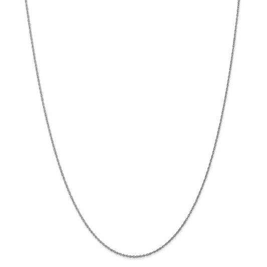 Million Charms 10k White Gold, Necklace Chain, .8mm Polished Lite Baby Rope Chain, Chain Length: 14 inches