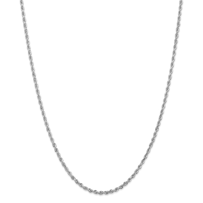 Million Charms 10k White Gold, Necklace Chain, 2.75mm Diamond-Cut Quadruple Rope Chain, Chain Length: 24 inches