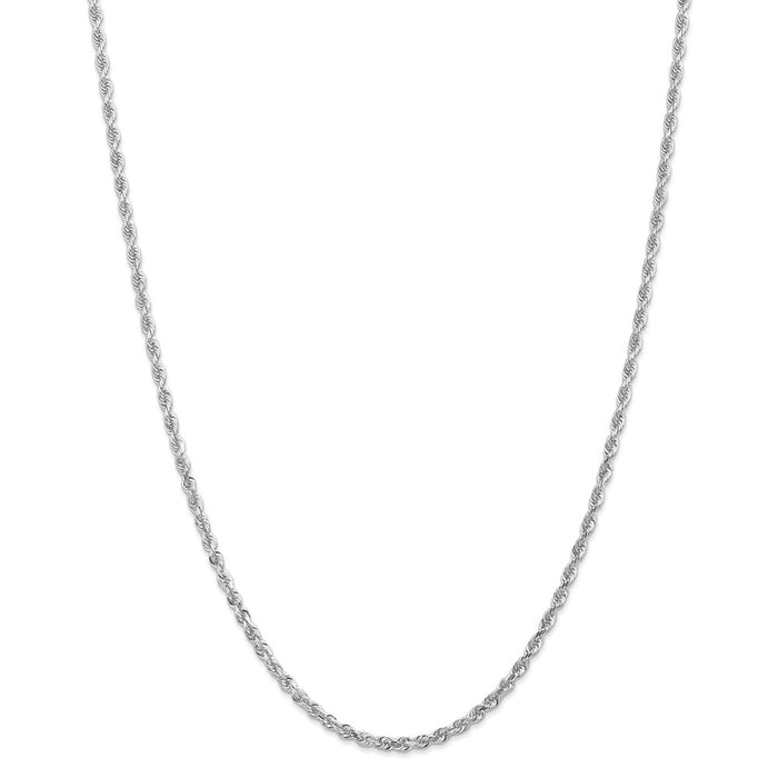 Million Charms 10k White Gold, Necklace Chain, 3.0mm Diamond-Cut Quadruple Rope Chain, Chain Length: 20 inches