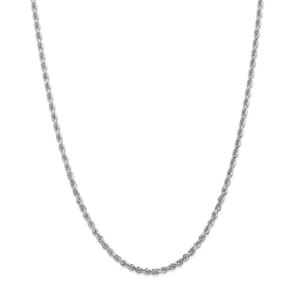 Million Charms 10k White Gold, Necklace Chain, 3.35mm Diamond-Cut Quadruple Rope Chain, Chain Length: 30 inches