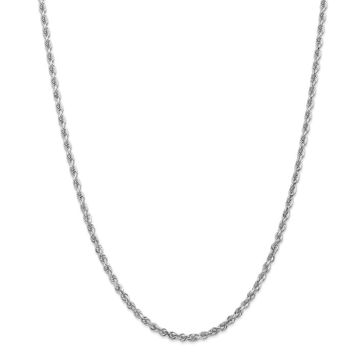 Million Charms 10k White Gold, Necklace Chain, 3.35mm Diamond-Cut Quadruple Rope Chain, Chain Length: 30 inches