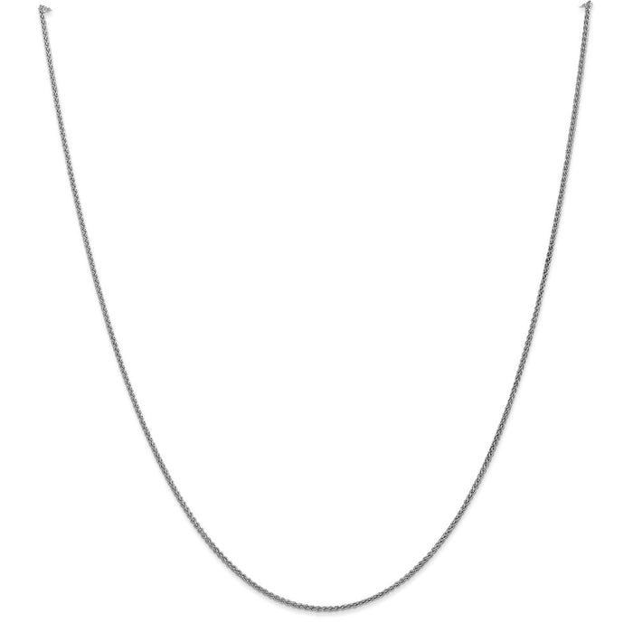 Million Charms 10k White Gold, Necklace Chain, 1.25mm Solid Polished Spiga Chain, Chain Length: 16 inches