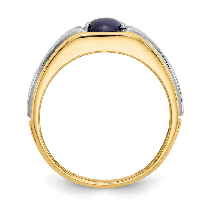 10k & Rhodium Blue Star & .01ct Diamond Men's Ring, Size: 10