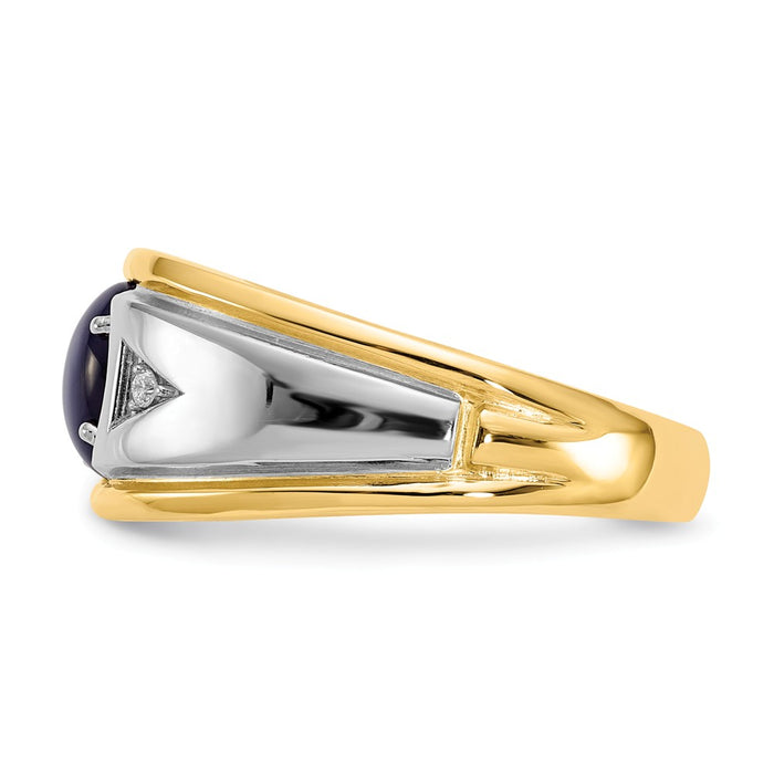 10k & Rhodium Blue Star & .01ct Diamond Men's Ring, Size: 10