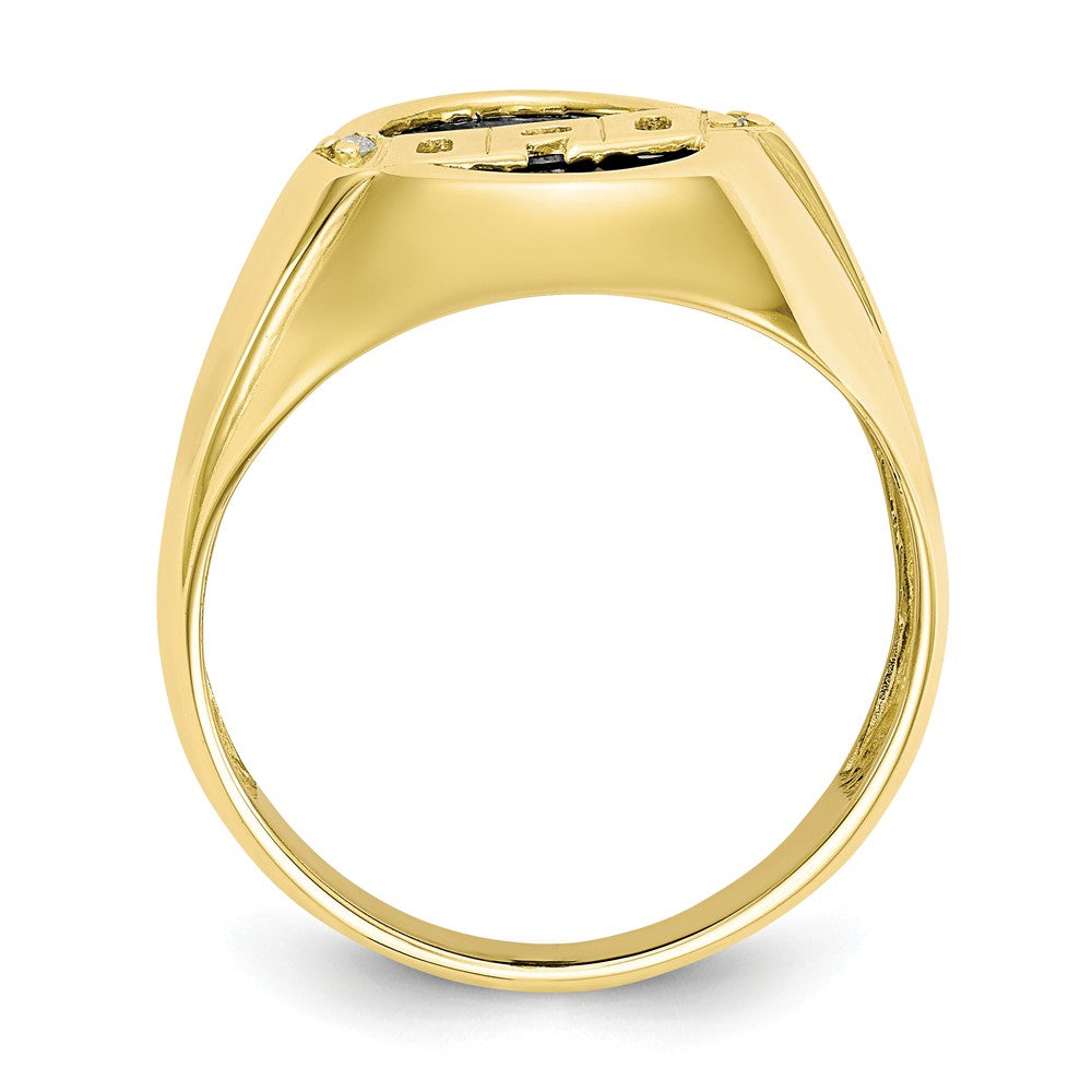 10k Yellow Gold Men's Diamond and Black Onyx DAD Ring, Size: 10