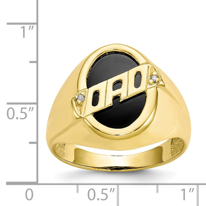 10k Yellow Gold Men's Diamond and Black Onyx DAD Ring, Size: 10