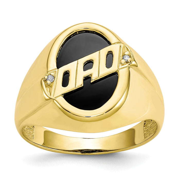10k Yellow Gold Men's Diamond and Black Onyx DAD Ring, Size: 10
