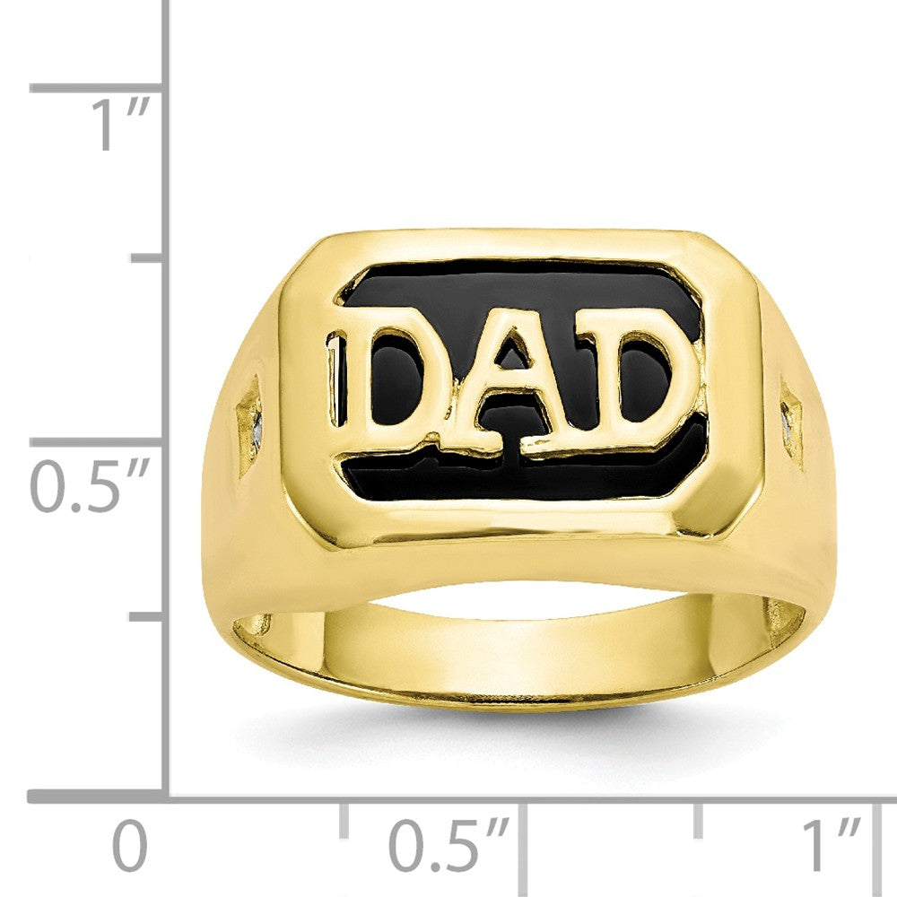 10k Yellow Gold Men's Diamond and Black Onyx DAD Ring, Size: 10