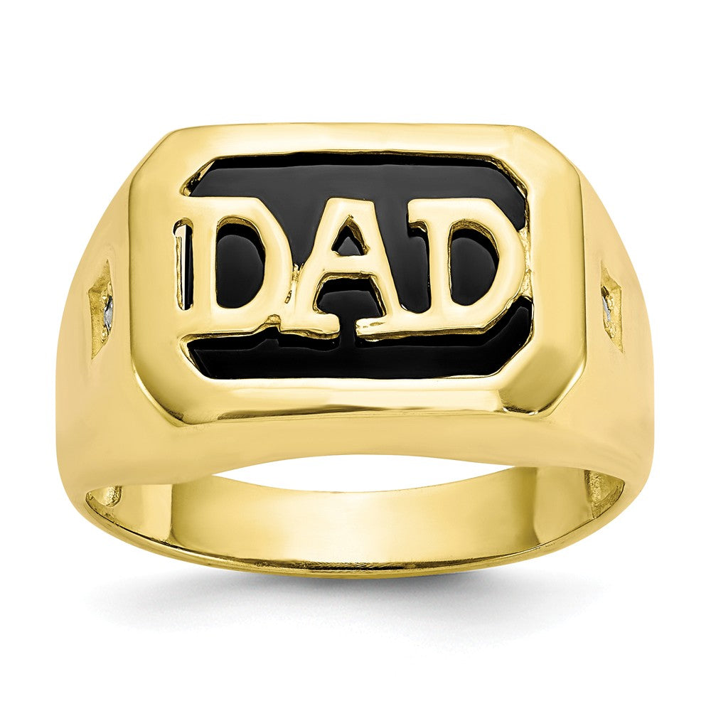 10k Yellow Gold Men's Diamond and Black Onyx DAD Ring, Size: 10