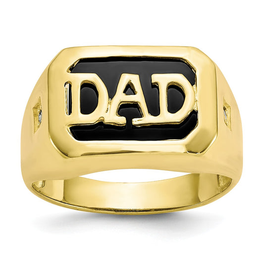 10k Yellow Gold Men's Diamond and Black Onyx DAD Ring, Size: 10