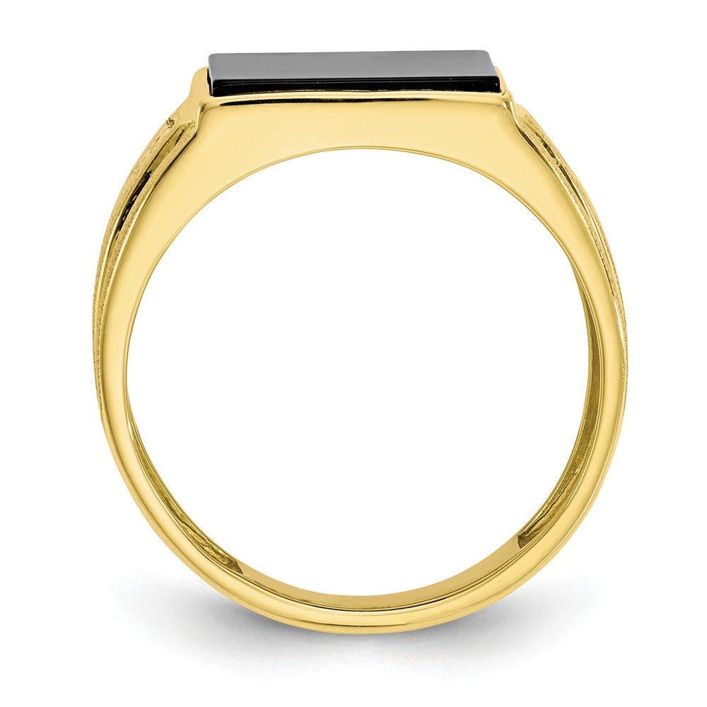 10k Yellow Gold Men's Diamond and Black Onyx Ring, Size: 10