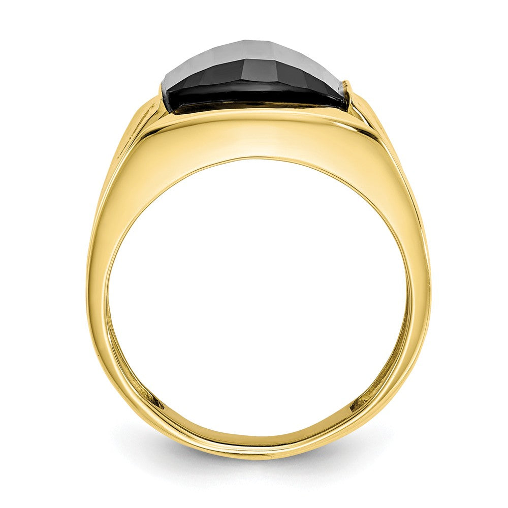 10k Yellow Gold Men's Diamond and Black Onyx Ring, Size: 10