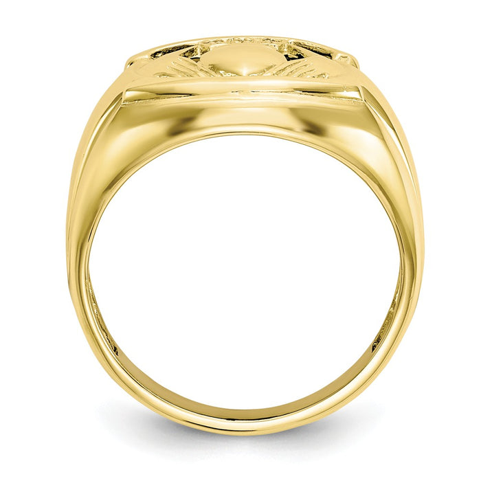 10k Yellow Gold Men's Diamond and Black Onyx Claddagh Ring, Size: 10