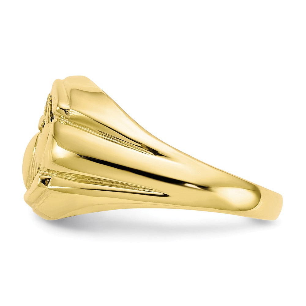10k Yellow Gold Men's Diamond and Black Onyx Claddagh Ring, Size: 10